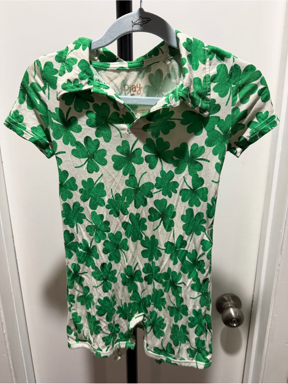 Little Sleepies “Lucky” Shamrock Polo Romper – 18–24 Months
